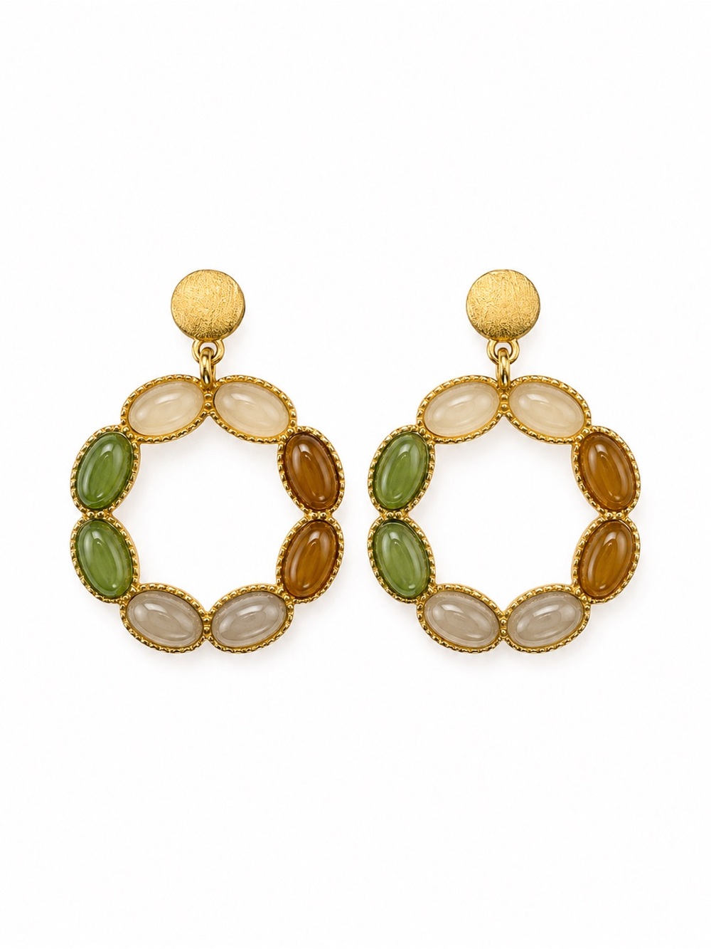 #E10 Jade Mosaic Wreath Drop Earrings